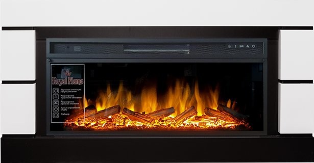 Каминокомплект Royal Flame Modern - Белый с черным (Глубина 300 мм) с очагом Vision 42 LOG LED