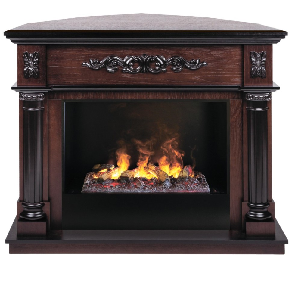 Камин Silvia Corner 26 AO с очагом 3D Cassette 630 + Black вставка