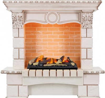Каминокомплект Dimplex Pierre Luxe - Слоновая кость / Шампань h=1035 мм с Cassette 600 LNH-INT дрова