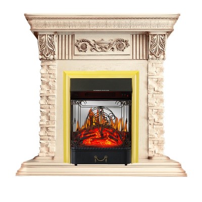 Каминокомплект Royal Flame Luxemburg (каменный) - Сланец/Cлоновая кость очаг Majestic FX M Brass