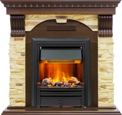 Каминокомплект Dimplex Dublin угловой - Темный дуб / Сланец с очагом Brookline Black