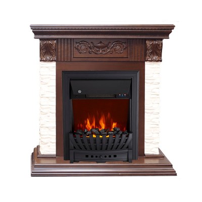Каминокомплект Royal Flame Luxemburg (каменный) - Сланец/Темный дуб с очагом Aspen Black