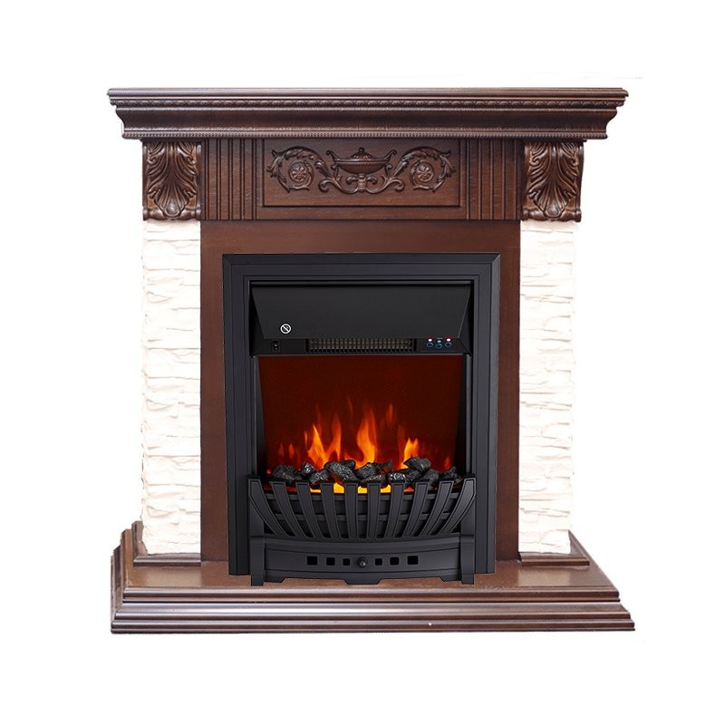 Каминокомплект Royal Flame Luxemburg (каменный) - Сланец/Темный дуб с очагом Aspen Black