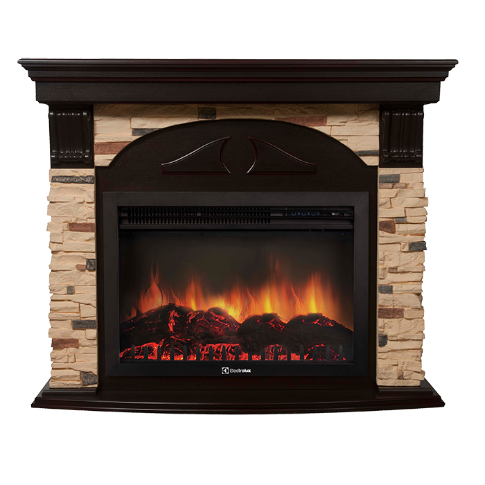 Портал Firelight Torre 25S камень сланец натуральный, темный дуб