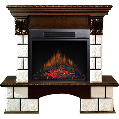 Портал электрокамина Royal Flame Pierre Luxe Vision 23 FX камень белый/темный дуб