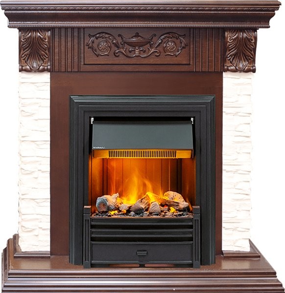 Каминокомплект Dimplex Luxemburg (каменный) - Сланец/Темный дуб с очагом Brookline Black