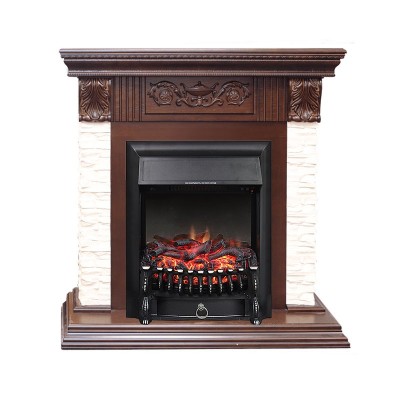 Каминокомплект Royal Flame Luxemburg (каменный) - Сланец/Темный дуб с очагом Fobos FX Black