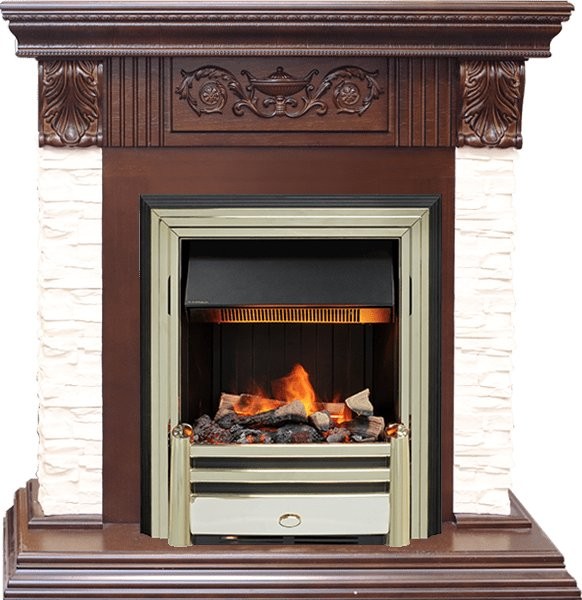 Каминокомплект Dimplex Luxemburg (каменный) - Сланец/Темный дуб с очагом Cavendish