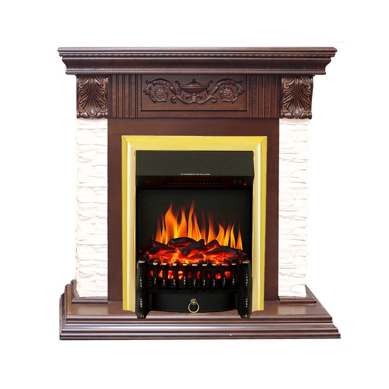 Каминокомплект Royal Flame Luxemburg (каменный) - Сланец/Темный дуб с очагом Fobos FX Brass