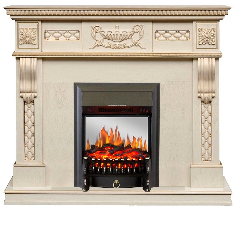 Каминокомплект Royal Flame Corsica - Слоновая кость с патиной с очагом Fobos FX M Black