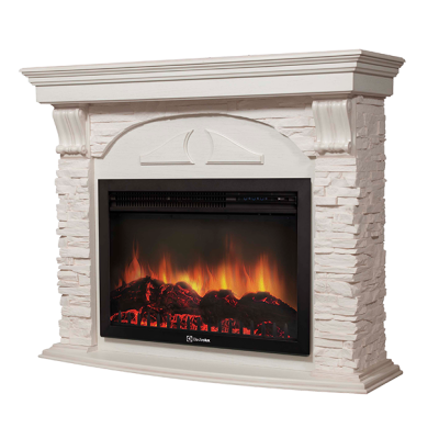 Портал Firelight Torre 25S камень белый, беленый дуб