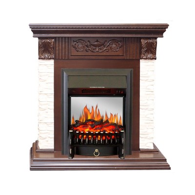 Каминокомплект Royal Flame Luxemburg (каменный) - Сланец/Темный дуб с очагом Fobos FX M Black