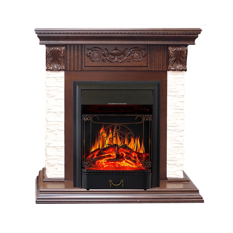 Каминокомплект Royal Flame Luxemburg (каменный) - Сланец/Темный дуб с очагом Majestic FX Black