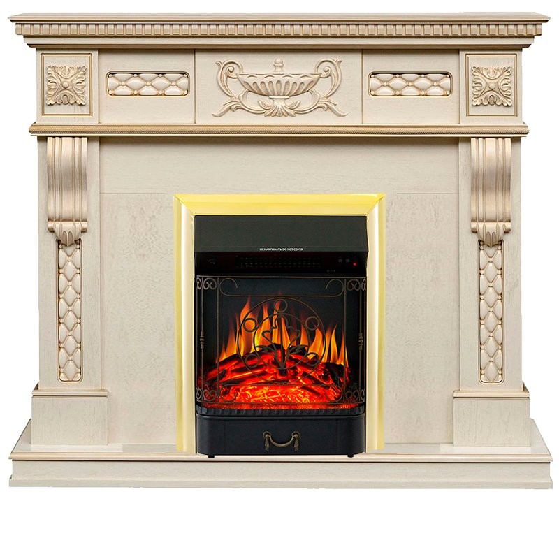 Каминокомплект Royal Flame Corsica - Слоновая кость с патиной с очагом Majestic FX Brass