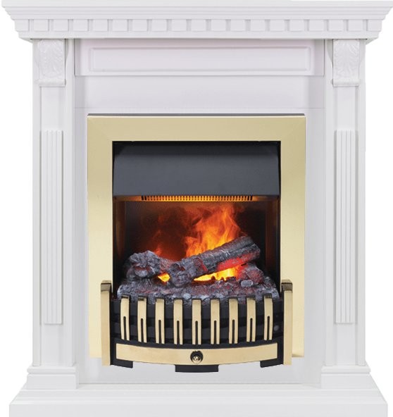Каминокомплект Dimplex Orlean - Белый дуб с очагом Danville Brass FB2