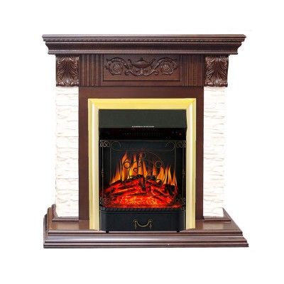 Каминокомплект Royal Flame Luxemburg (каменный) - Сланец/Темный дуб с очагом Majestic FX Brass