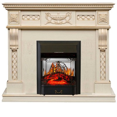 Каминокомплект Royal Flame Corsica - Слоновая кость с патиной с очагом Majestic FX M Black