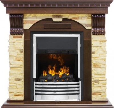 Каминокомплект Dimplex Dublin угловой - Темный дуб / Сланец с очагом Flagstaff