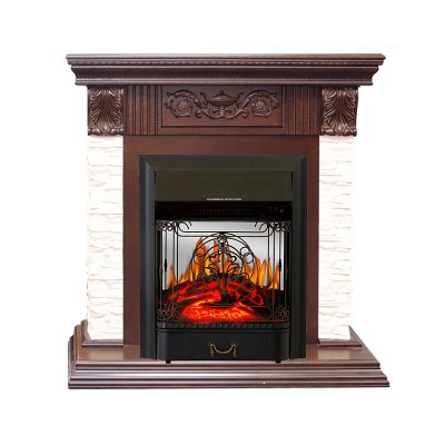 Каминокомплект Royal Flame Luxemburg (каменный) - Сланец/Темный дуб с очагом Majestic FX M Black