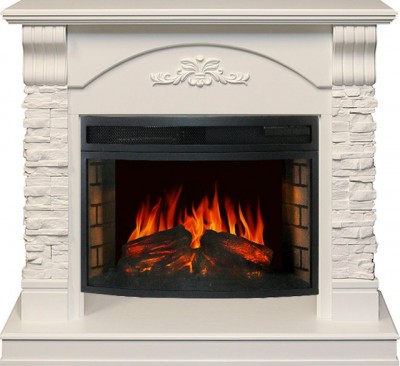 Каминокомплект Royal Flame Prague - Белый /Сланец белый с очагом Dioramic 25 LED FX