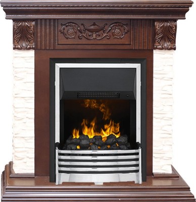 Каминокомплект Dimplex Luxemburg (каменный) - Сланец/Темный дуб с очагом Flagstaff