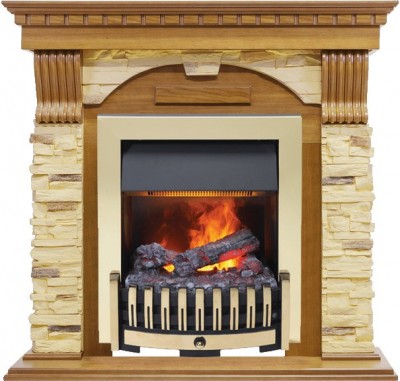 Каминокомплект Dimplex Dublin -  Дуб / Сланец с очагом Danville Brass FB2