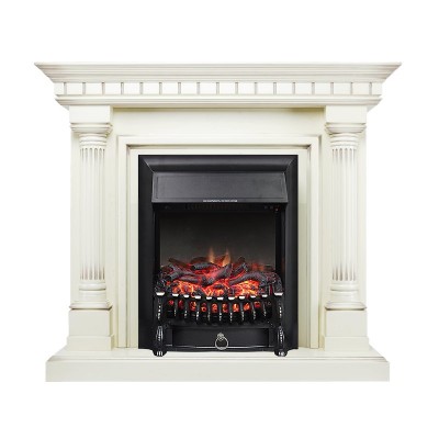 Каминокомплект Royal Flame Dallas - Слоновая кость с патиной с очагом Fobos FX Black