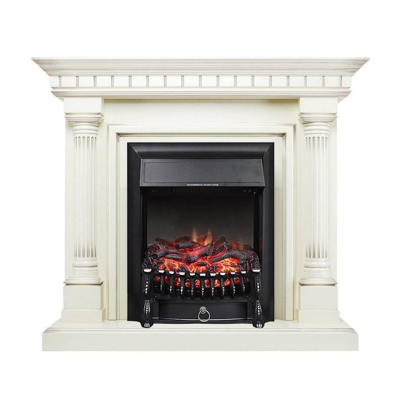 Каминокомплект Royal Flame Dallas - Слоновая кость с патиной с очагом Fobos FX Black