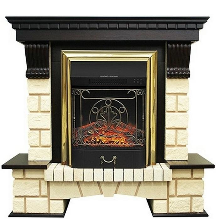 Портал электрокамина Royal Flame Pierre Luxe под классический очаг шампань/темный дуб