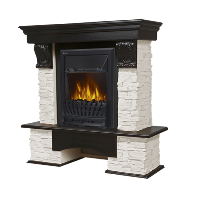 Портал Firelight Pietra Classic камень белый, шпон венге