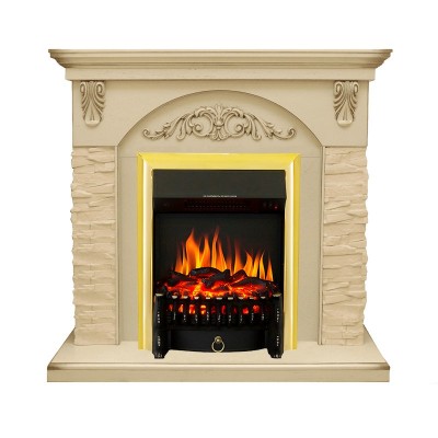 Каминокомплект Royal Flame Bern Сланец крупный бежевый / Алебастр патина с очагом Fobos FX Brass