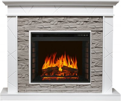 Каминокомплект Royal Flame Basel - Белый / Сланец серый с очагом Vision 23 EF LED FX
