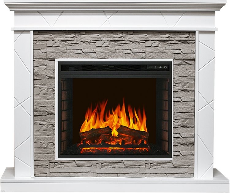Каминокомплект Royal Flame Basel - Белый / Сланец серый с очагом Vision 23 EF LED FX