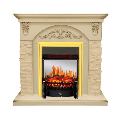 Каминокомплект Royal Flame Bern Сланец крупный бежевый / Алебастр патина с очагом Fobos FX M Brass